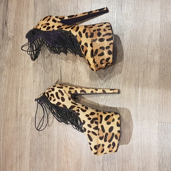 London Trash platform leopard stillettos size 7.5 - Picture 3 of 5